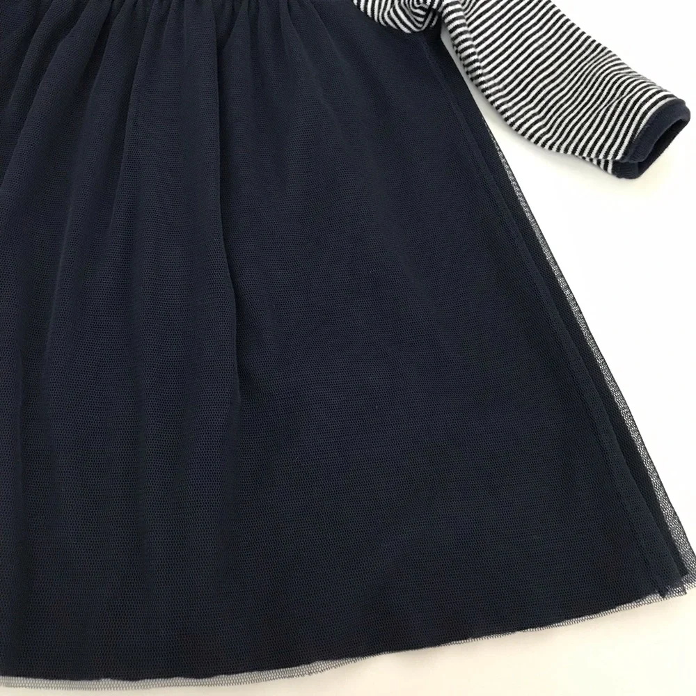 Petit Bateau Navy Tulle & Cotton Dress